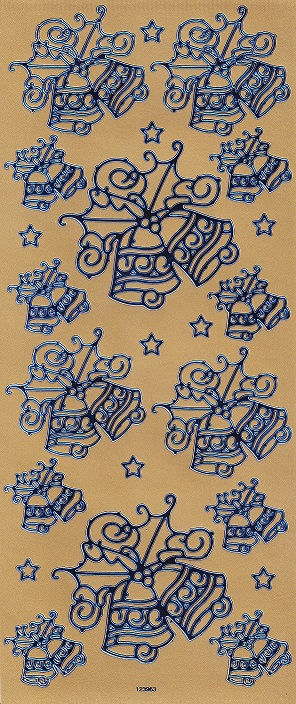 Docrafts - Christmas Peel Offs - Christmas Bells (Gold & Blue)