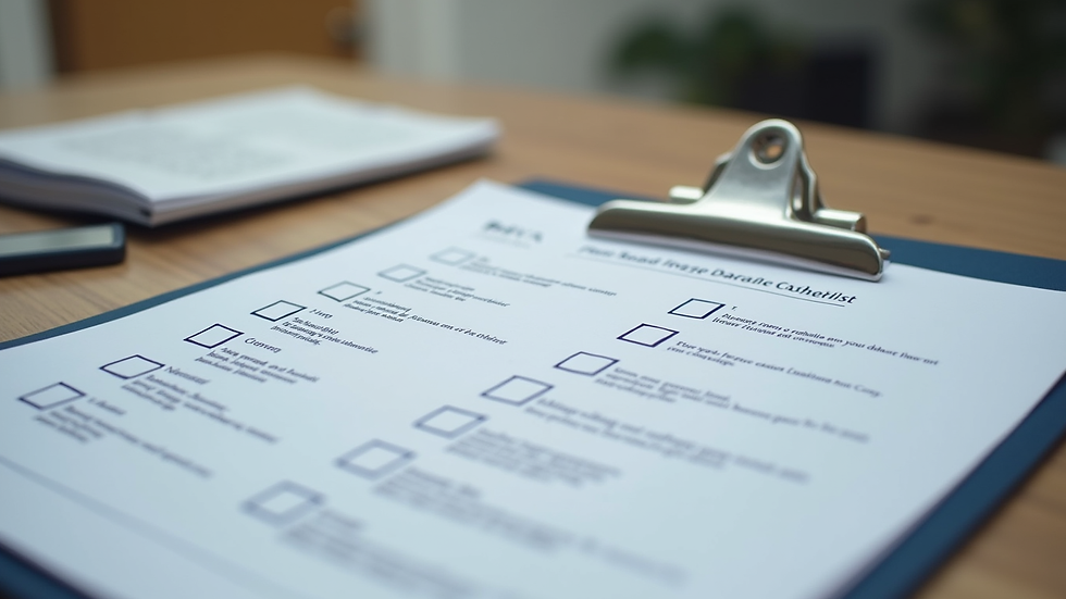 Close-up view of a property inspection checklist on a clipboard
