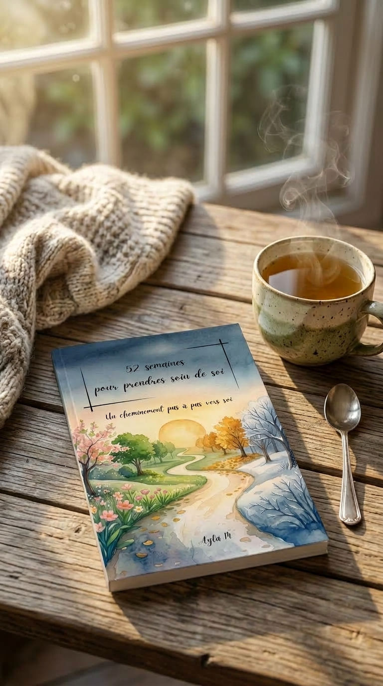 Miniature : livre posé sur la table avec une tasse de thé et une couverture