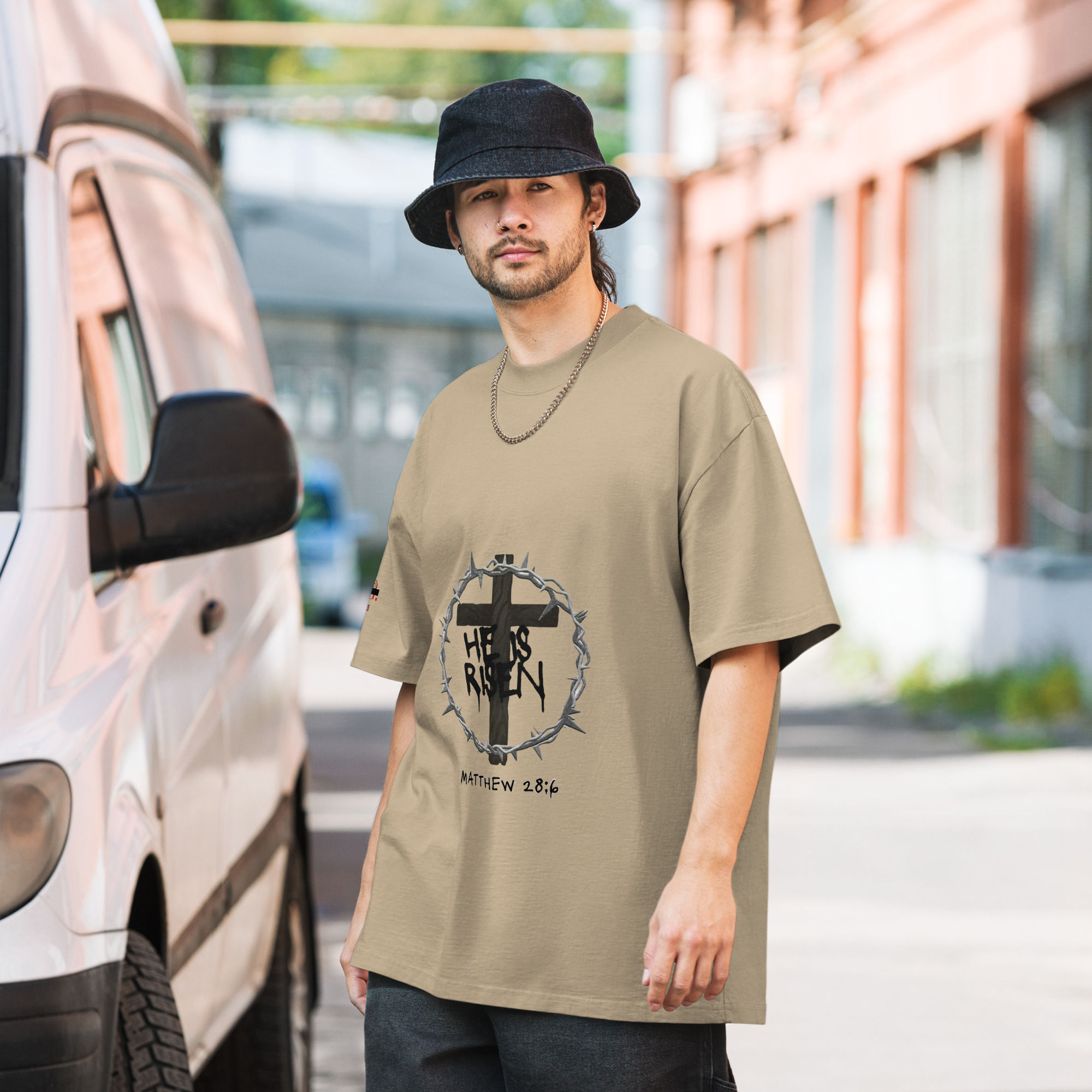 Oversized "He Is Risen" T-shirt