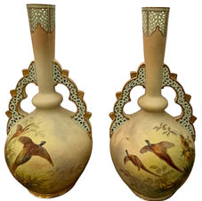 Pair George Grainger Royal Worcester vases