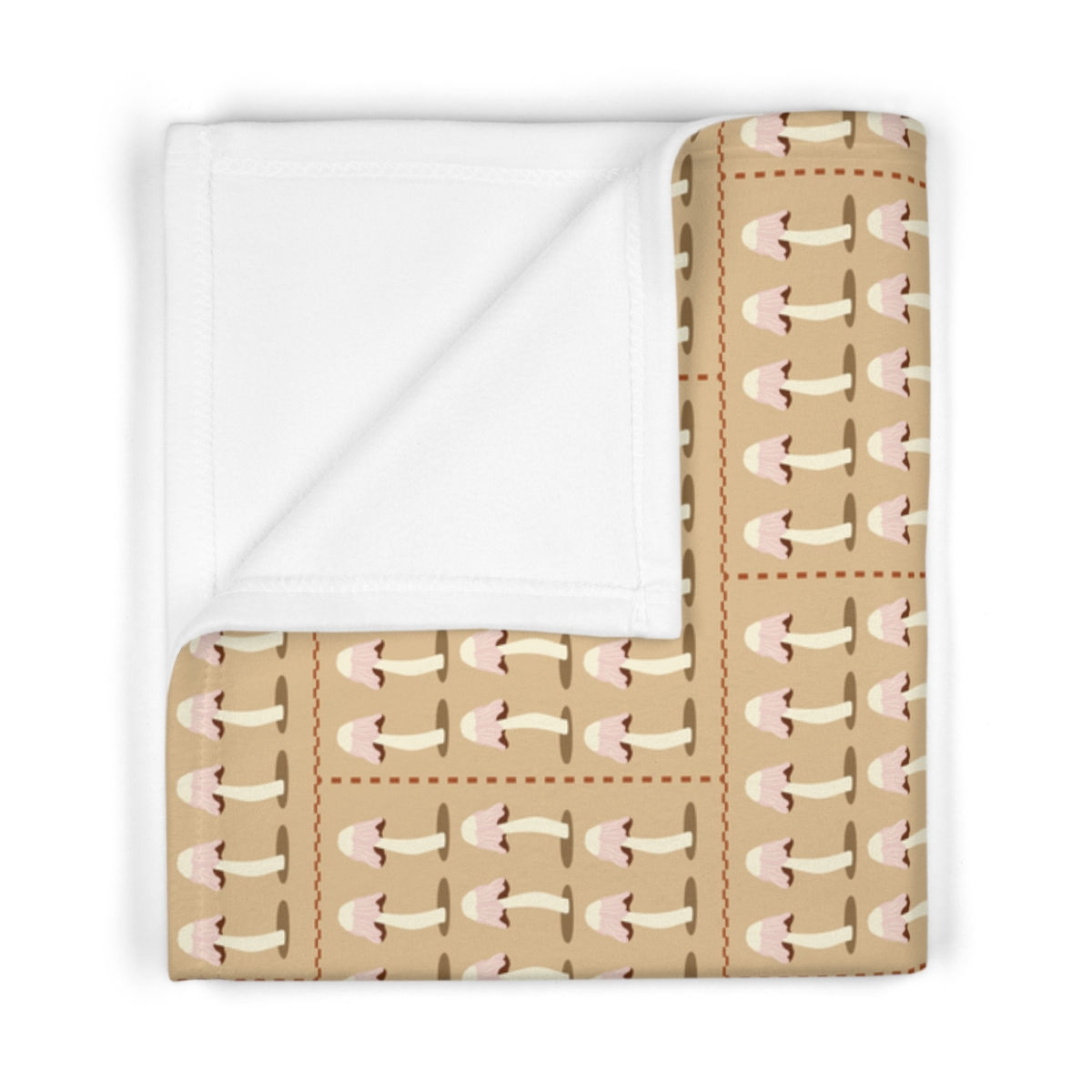 Wiggly Mushrooms on Warm Light Brown - Soft Fleece Baby Blanket