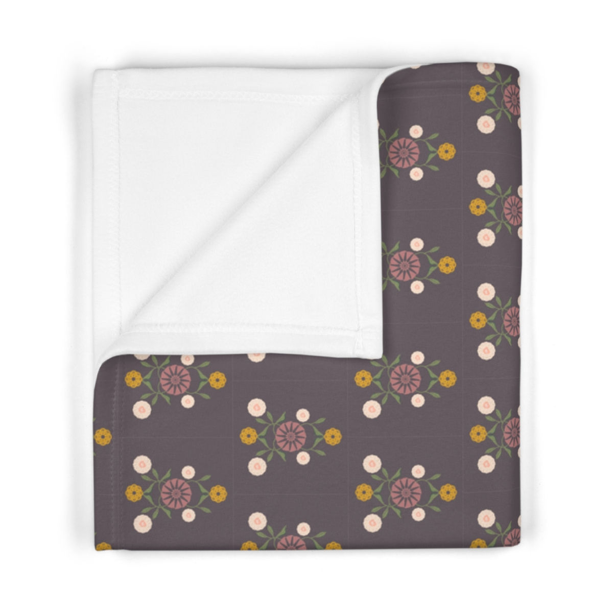 Floral Repeat on medium purple - Soft Fleece Baby Blanket