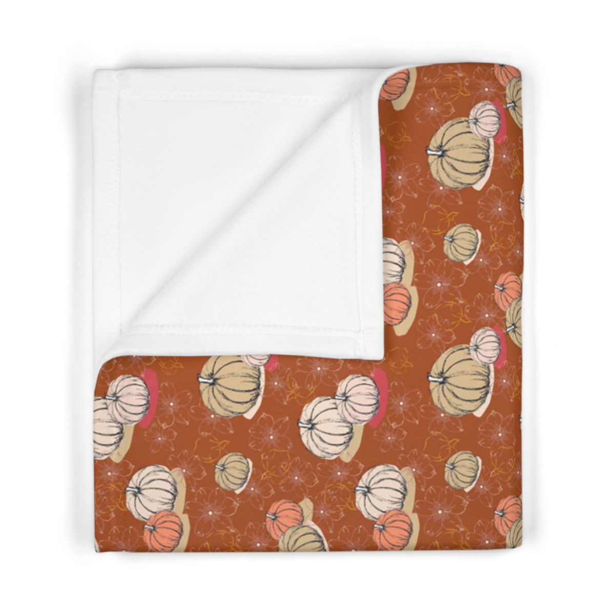 Pumpkins on Auburn Brown - Soft Fleece Baby Blanket