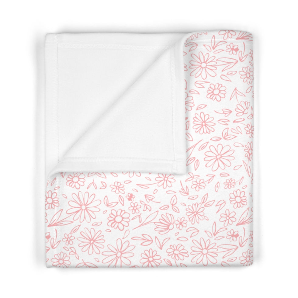 Pink and White Daisy Garden - Soft Fleece Baby Blanket