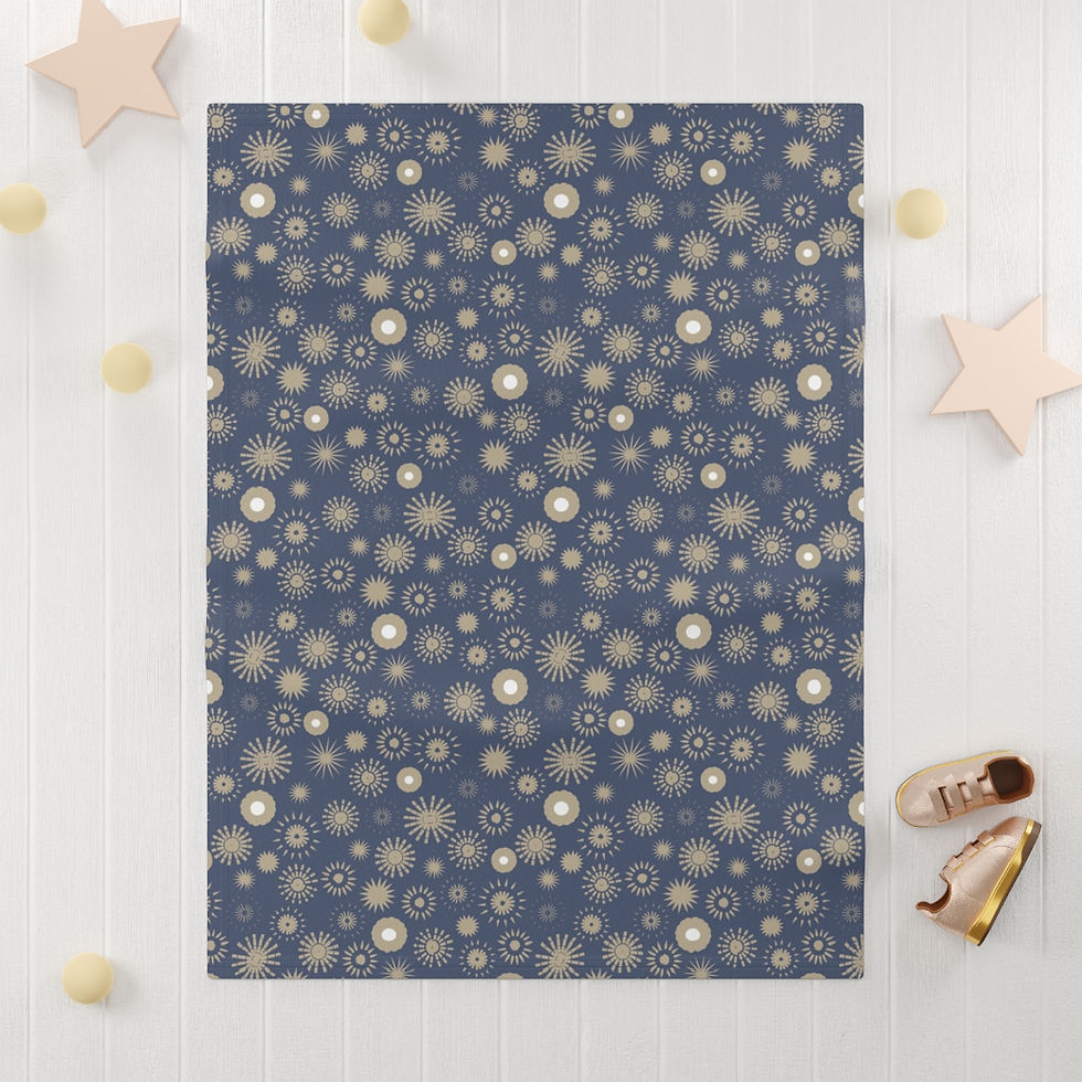 Thumbnail: Sun Patterns on Blue - Soft Fleece Baby Blanket