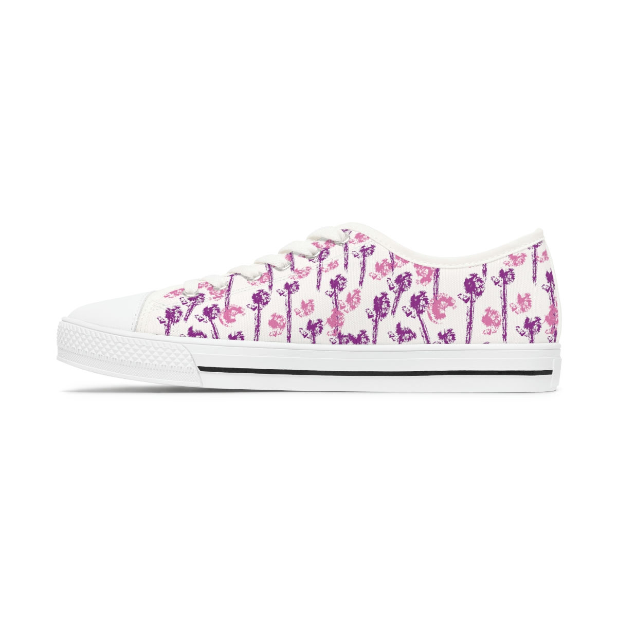 Floral Brush Strokes on White - Women's Low Top Sneakers