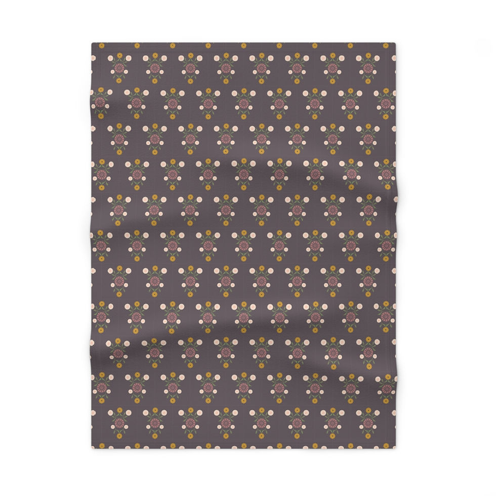 Thumbnail: Floral Repeat on medium purple - Soft Fleece Baby Blanket