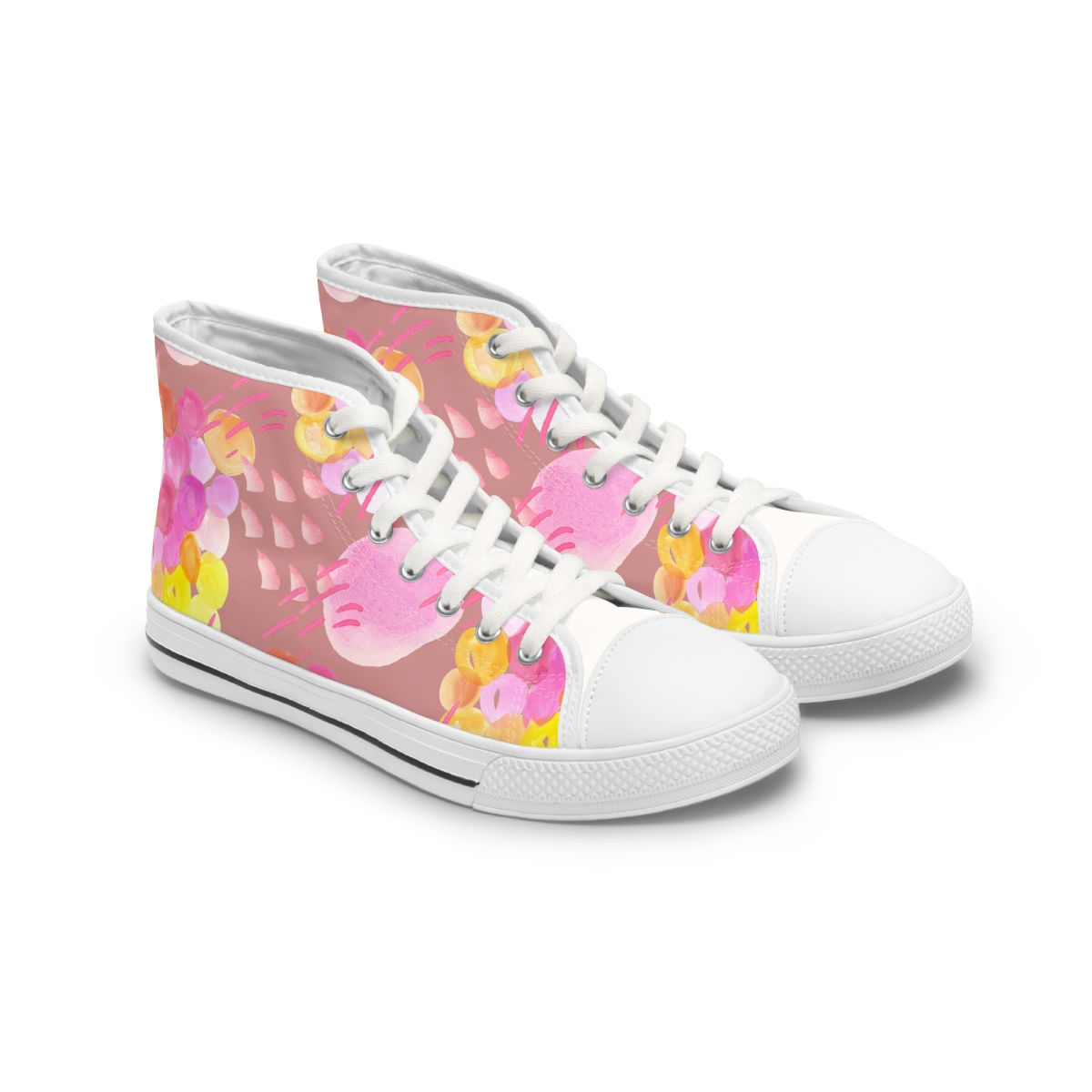 Colourful Watercolour Circles - Women's High Top Sneakers