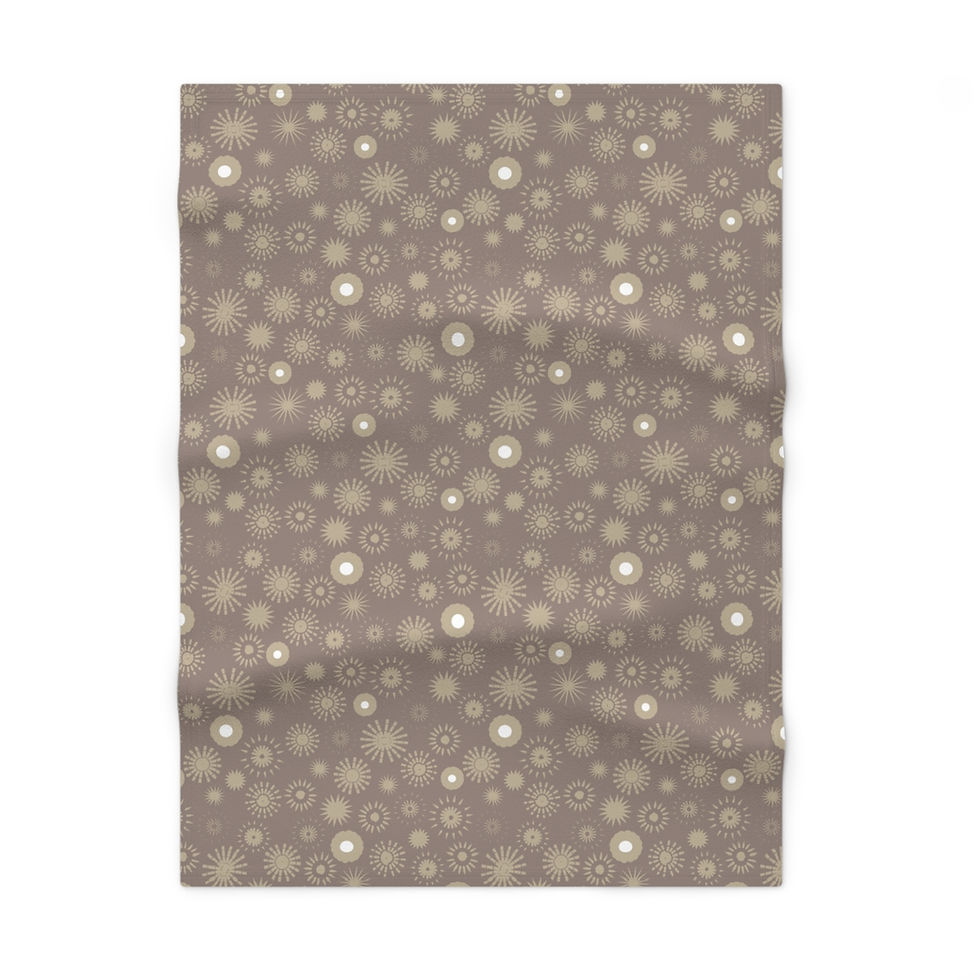 Thumbnail: Sun Patterns on Warm Brown - Soft Fleece Baby Blanket