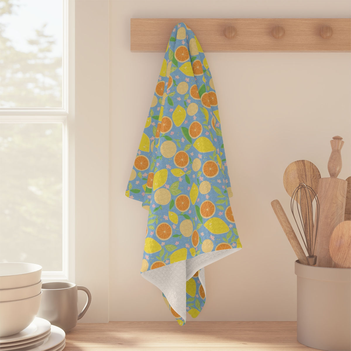 Microfiber Tea Towel - Low Hanging Fruit Bright Blue