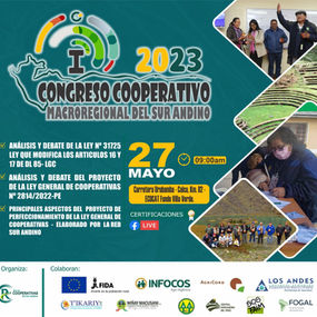 I Congreso Cooperativo Macroregional del Sur Andino se realizará este 27 de mayo en Cusco, Perú 