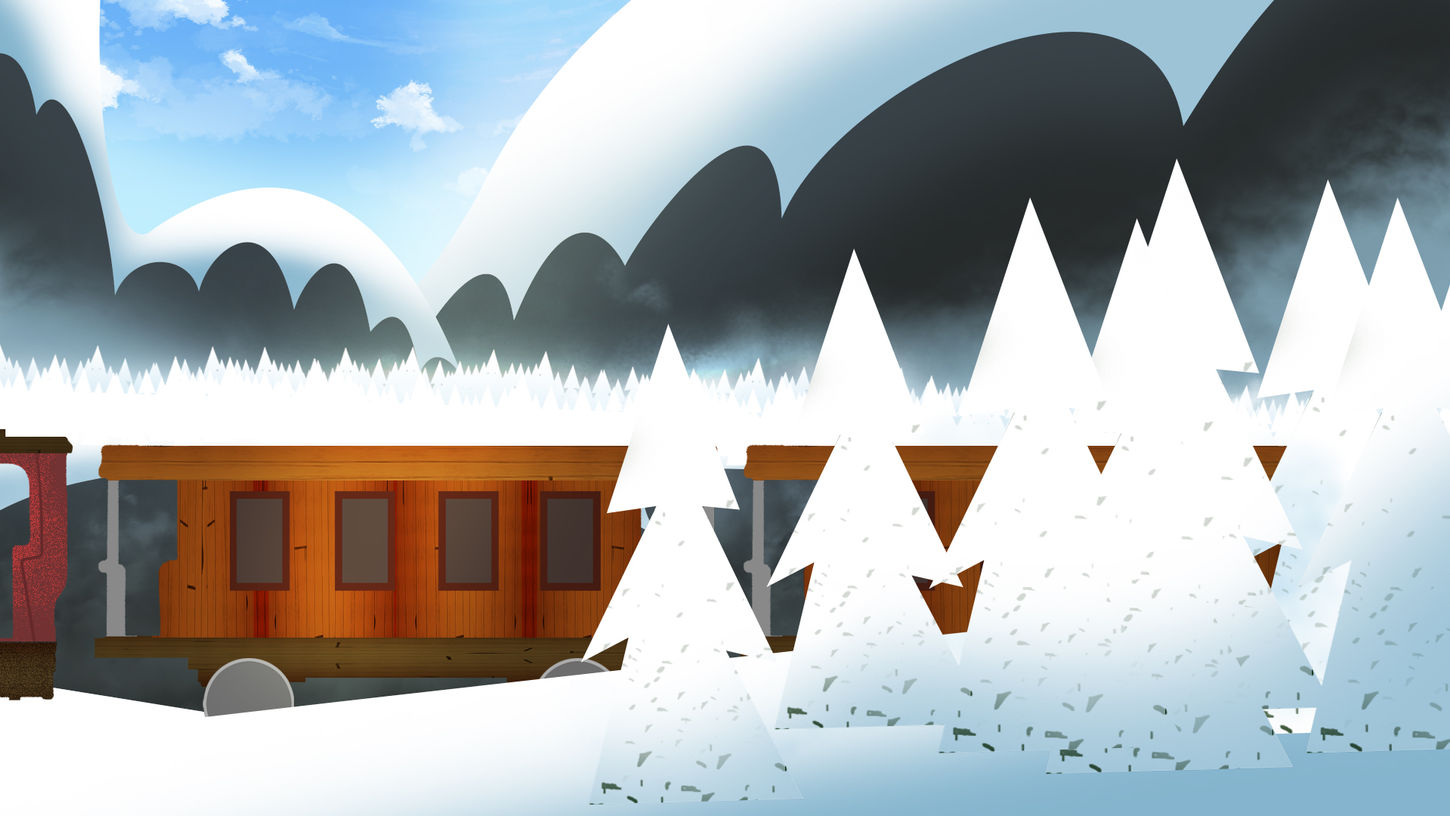 Drawing illustration dessin for The Ice Train le train de glace livre de raymond viger concept art visual development