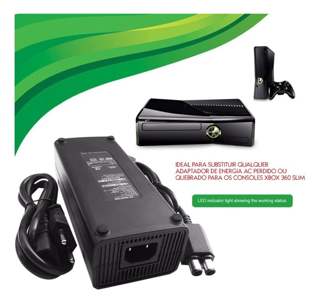 FONTE XBOX 360 SLIM KAPBOM KAP-H300 110v 220v 2 Pinos