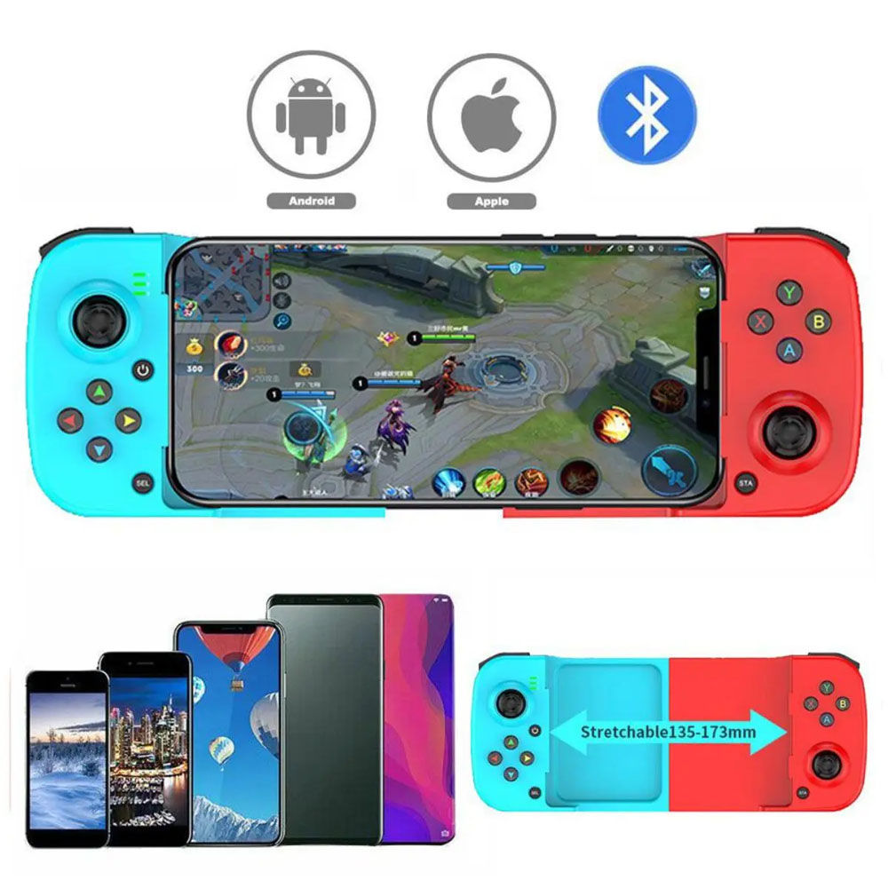 Controle Gamepad Bluetooth Telescópico Recarregável Compatível com Android, iPho