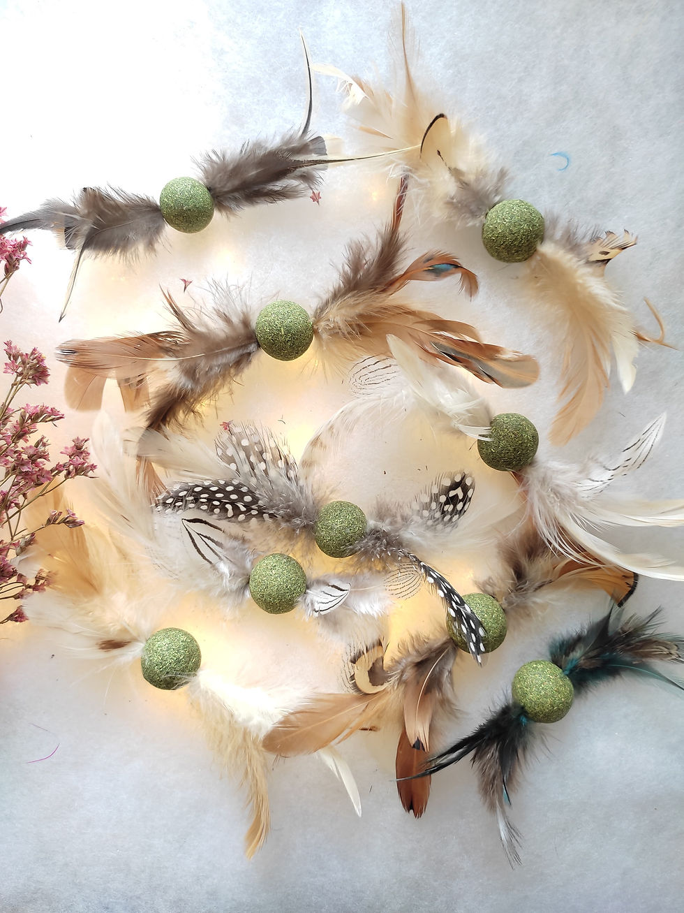 Miniature : Balle pour chat à la cataire et au matatabi avec des plumes. Plumes naturelles