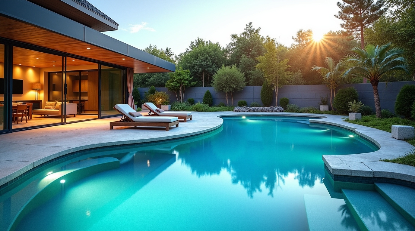 Backyard with a pool 