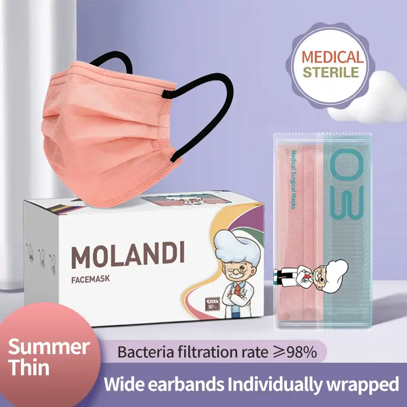 Miniatura: 50pcs Morandi Disposable Face Masks Individually Packaged 3 Layer Breathable