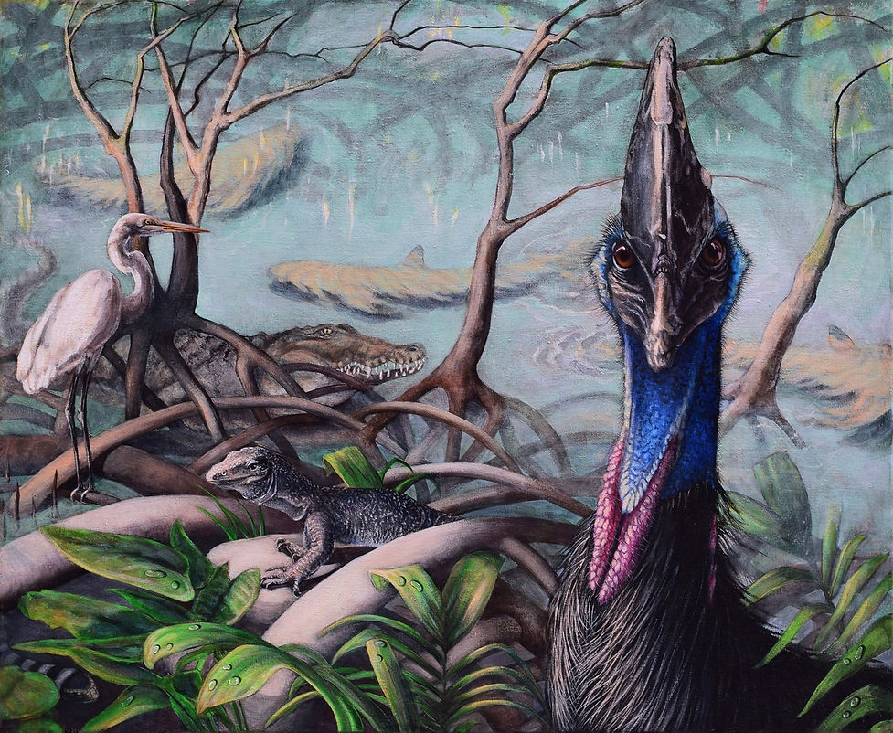 MANGROVE PARADISE (CASSOWARY)_Acrylic on