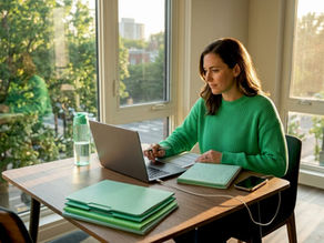 Woman filling out PSLF application at table