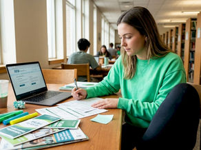 Student filling federal loan application forms