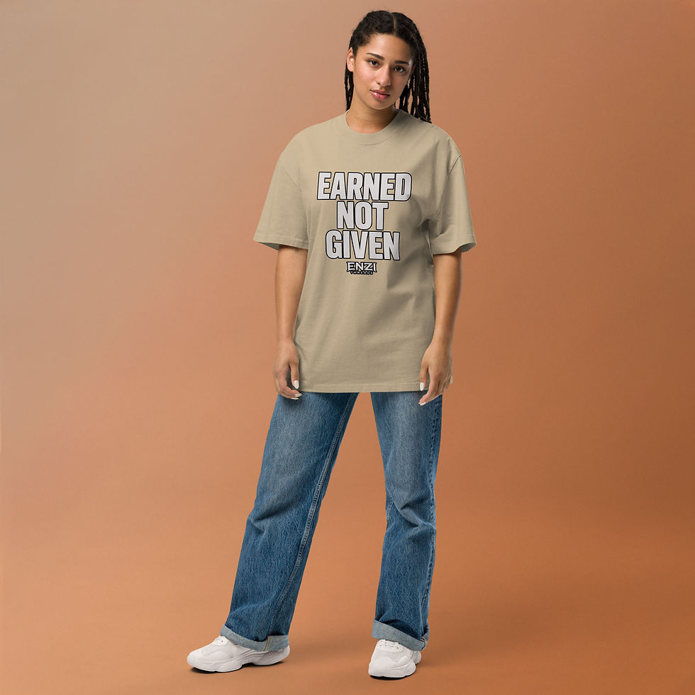 Thumbnail: Earned not given Oversized faded t-shirt