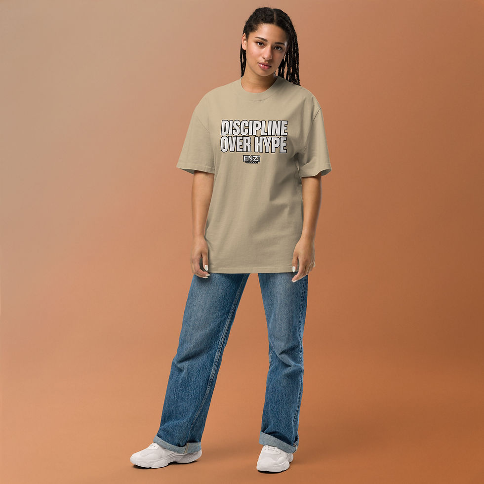 Thumbnail: Discipline over hype Oversized faded t-shirt