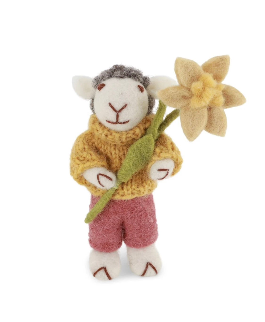 Grey Sheep w/Lavender Dusty Red Pants & Daffodil
