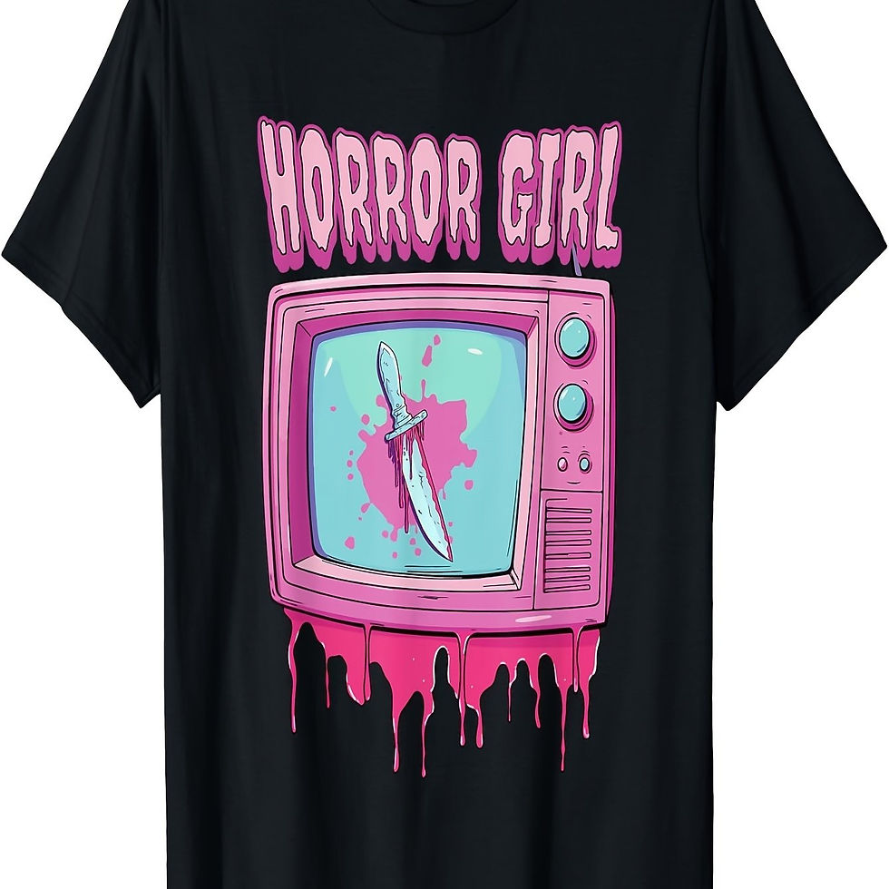 Horror Movie Lover Pastel Goth Slasher Pink Retro TV Scary T-Shirt220g