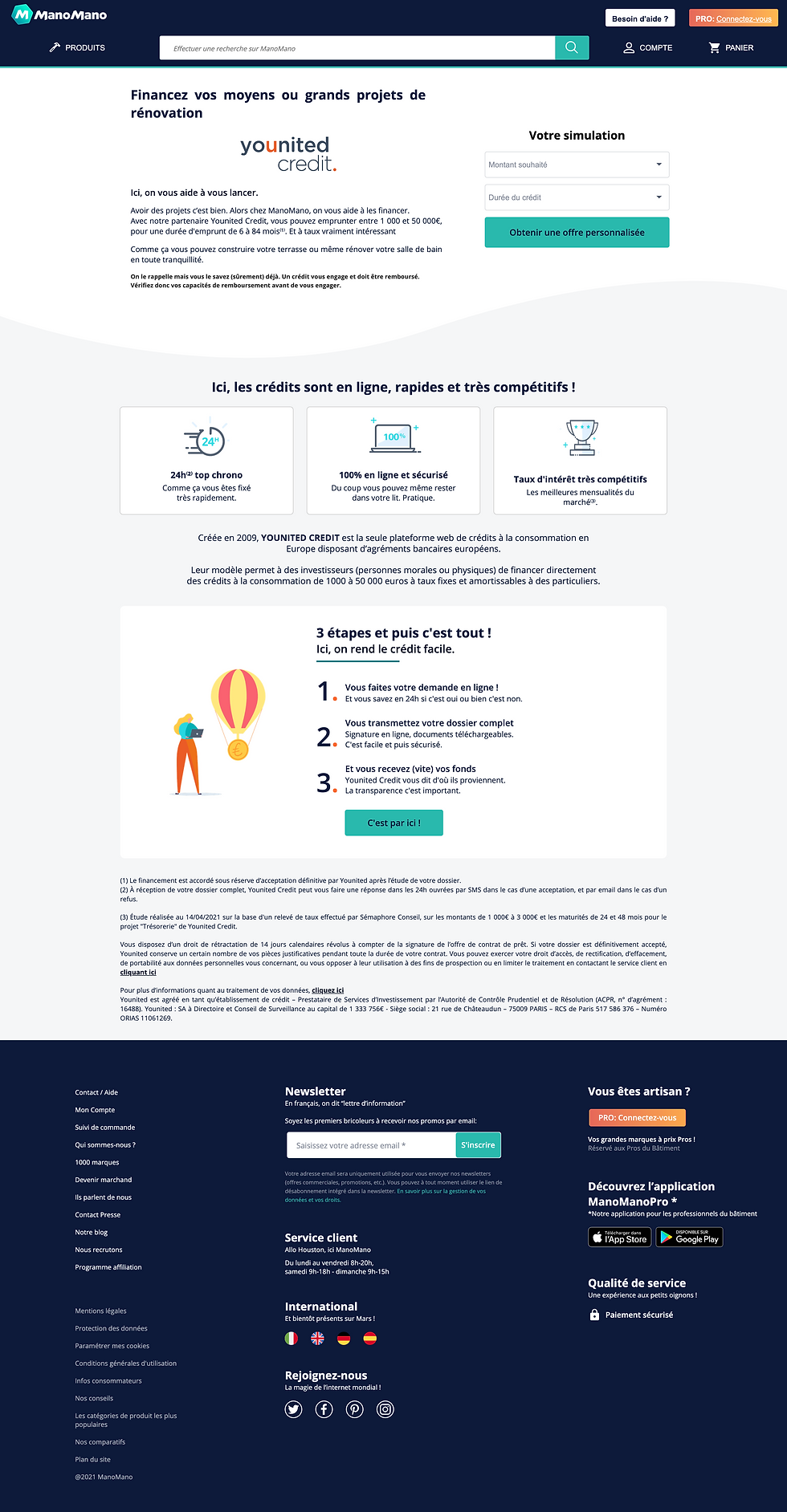 Page de présentation du partenaire Younited Credit