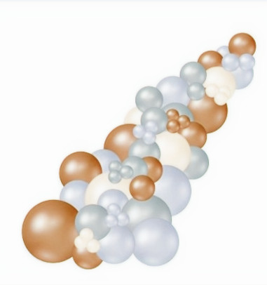 White, silver, and rose gold balloon garland