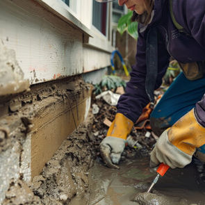 contractor repairing home foundation