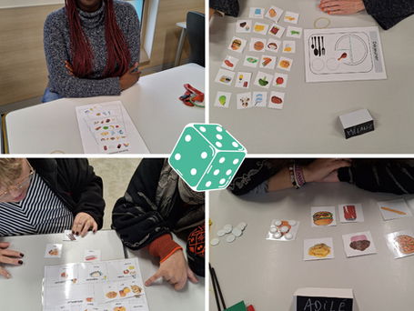 Travailleurs en ESAT participant à un jeu pédagogique lors d’une formation HOZONS pour développer la communication et les compétences sociales.