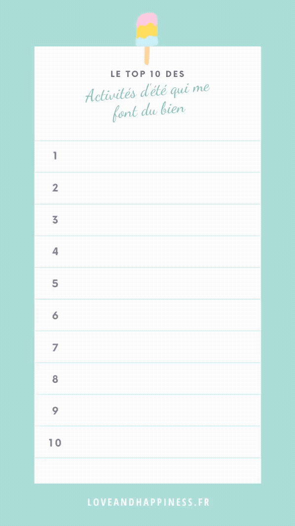 Top 10 des activités - Love & Happiness