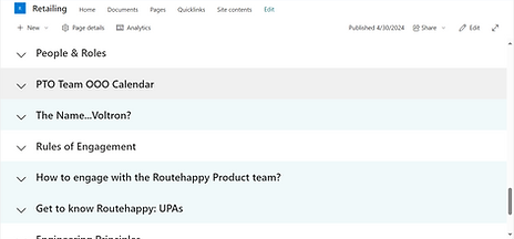 Previous SharePoint with an orange square around the accordion carrot
