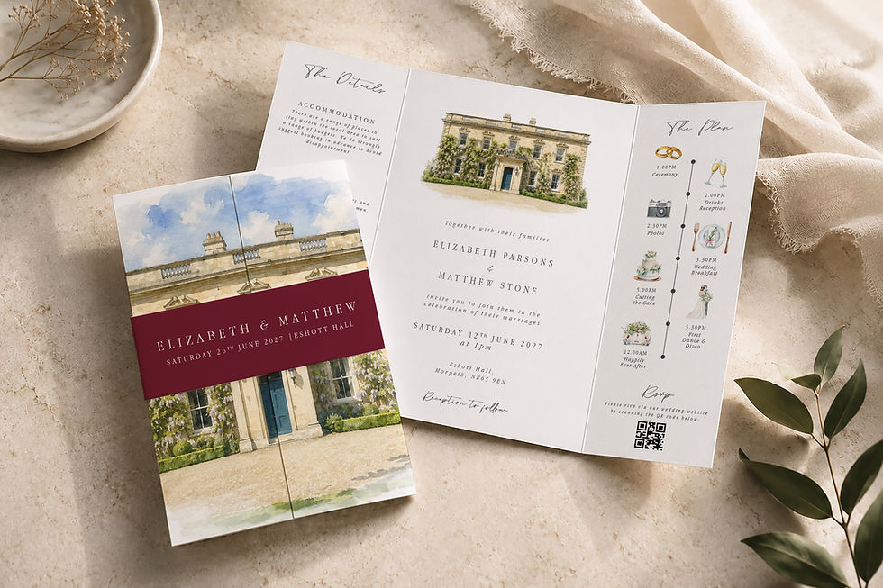 vellum belly band wedding invitation watercolour venue gatefold invitation custom wedding venue painting personalised wedding
