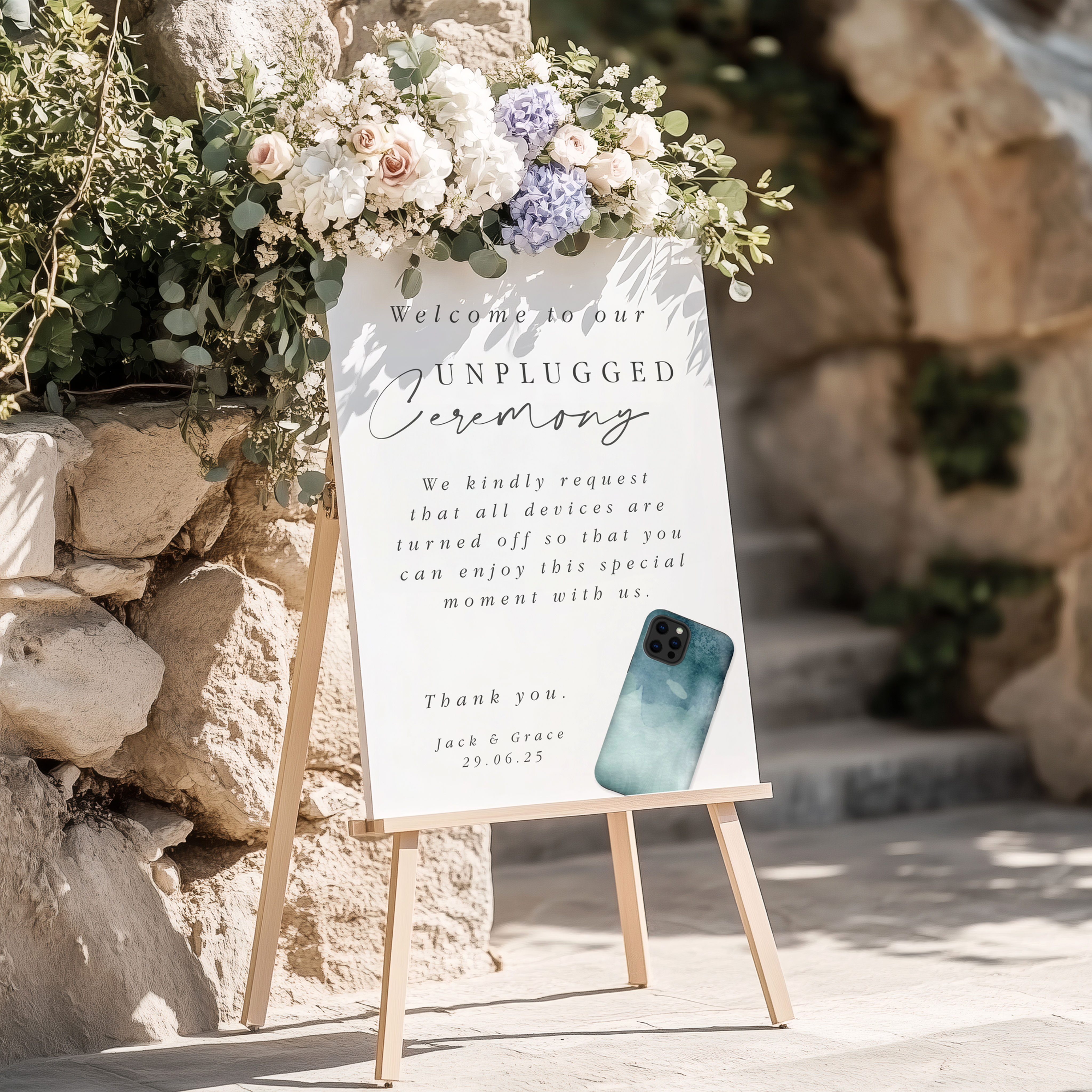 no social media photos wedding sign unplugged ceremony sign