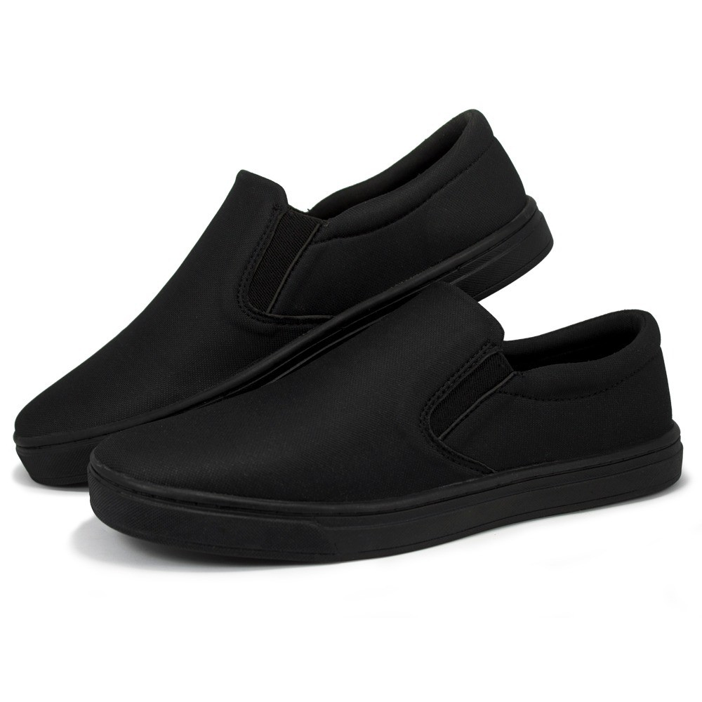 Tênis Slip On Masculino 5201 Preto Mesh Lona Conforto e Praticidade Calce Fácil