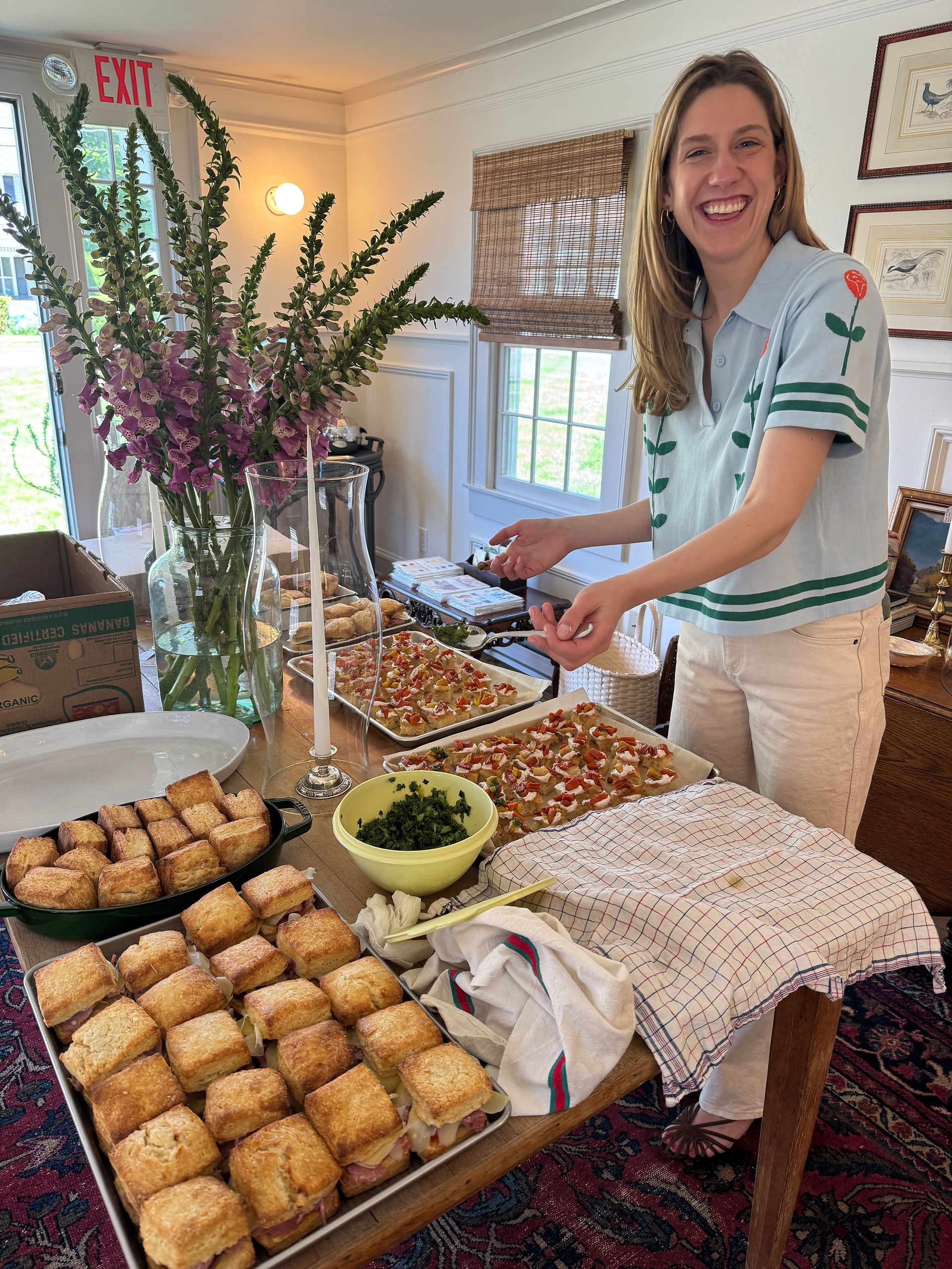 Lidey Heuck prepping for the Open House.