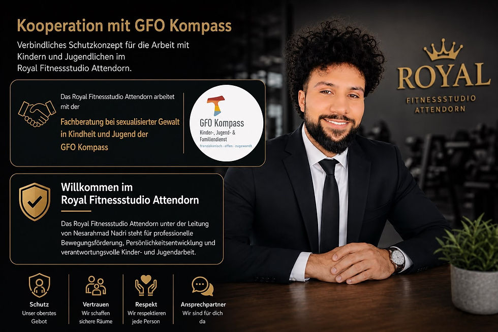 Querformatiges Motiv mit Ansprechpartner im Anzug im Royal Fitnessstudio Attendorn