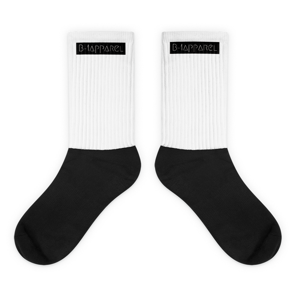 White socks W/ Black type.