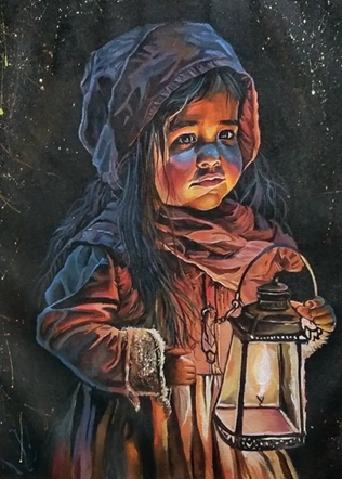 Child Holding lamp