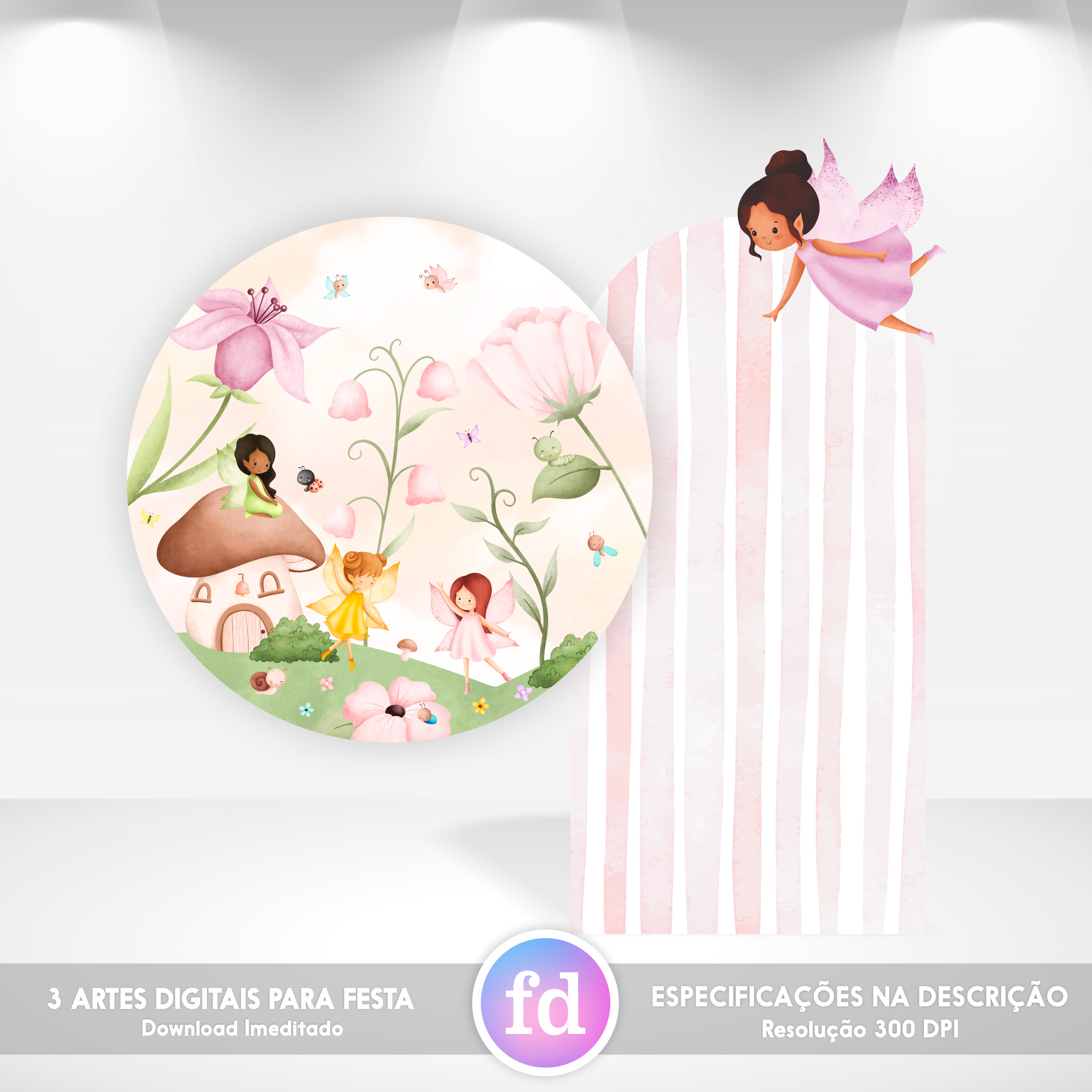 3 Artes para Painel e Display  Jardim das Fadas