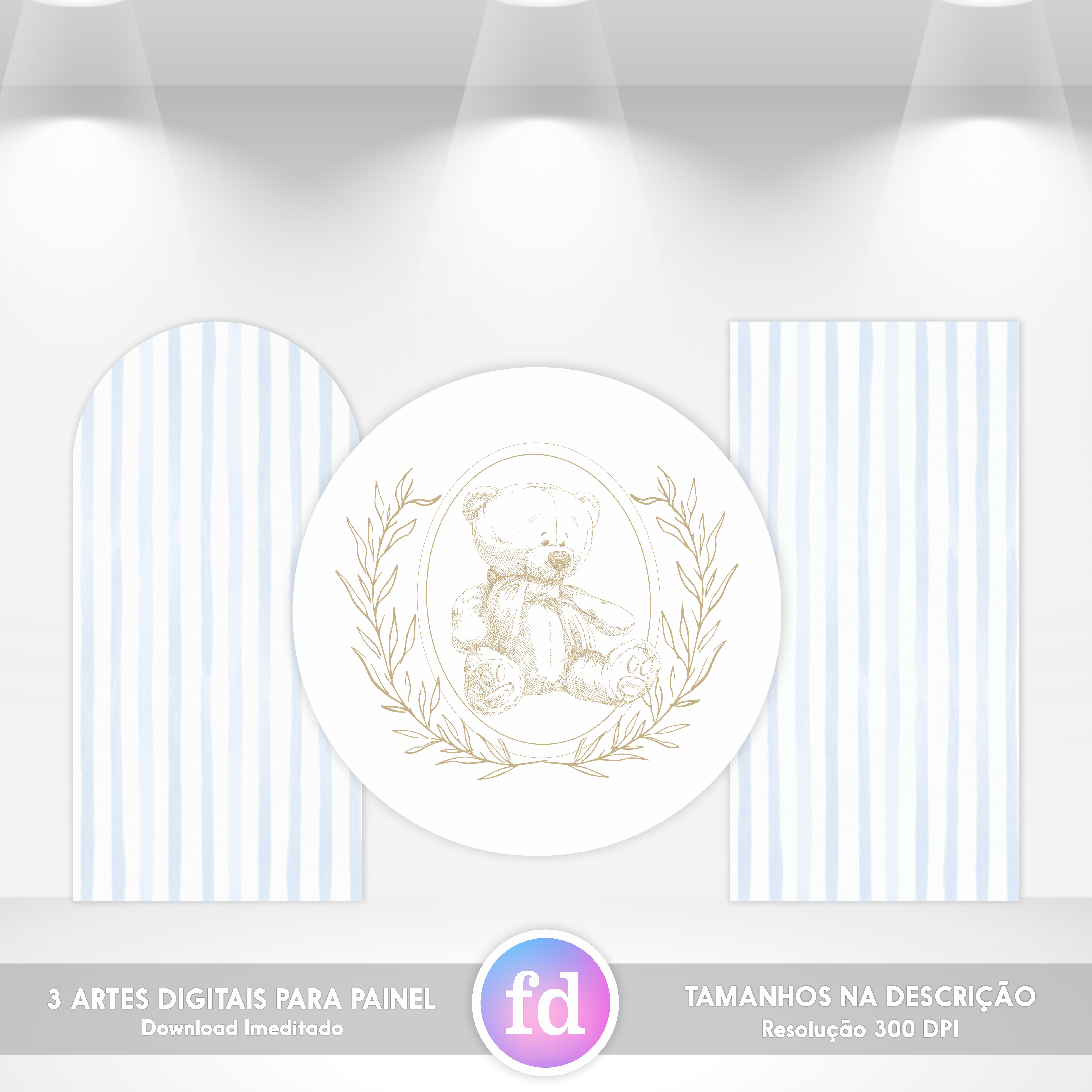 2 Artes para Painel Ursinho Vintage