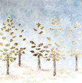 Shimmering Treeline oil painting with gold leaf by Victoria Brooks Melly 
