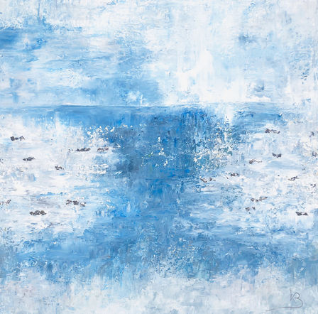 Blue and White Abstract Painting of Water 