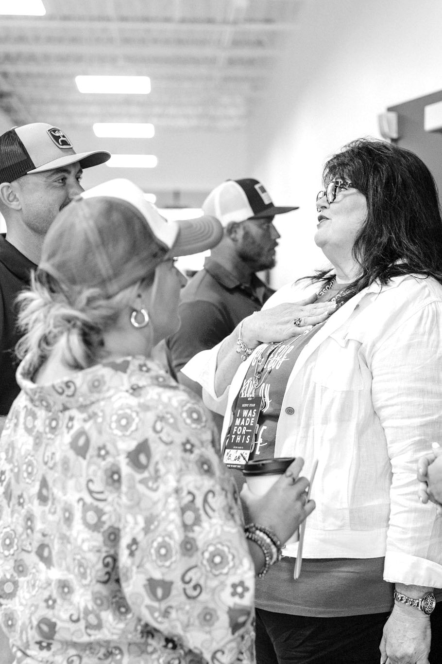 friends connecting together at church