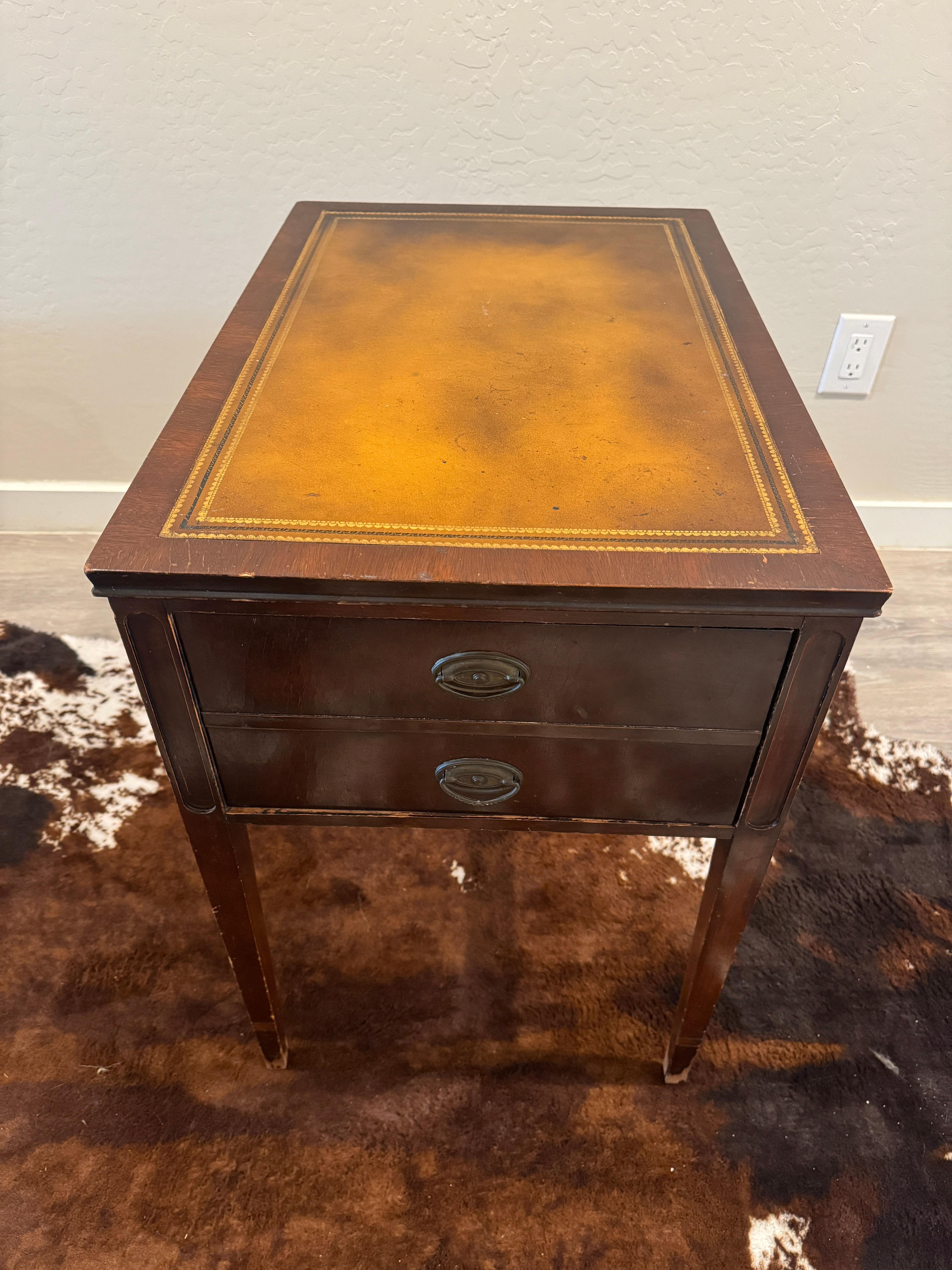 Vintage Stickley GRAND RAPIDS Leather Top End Table