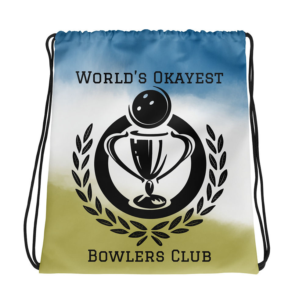 World's Okayest Bowlers Club Drawstring Bag (Blue & Green)
