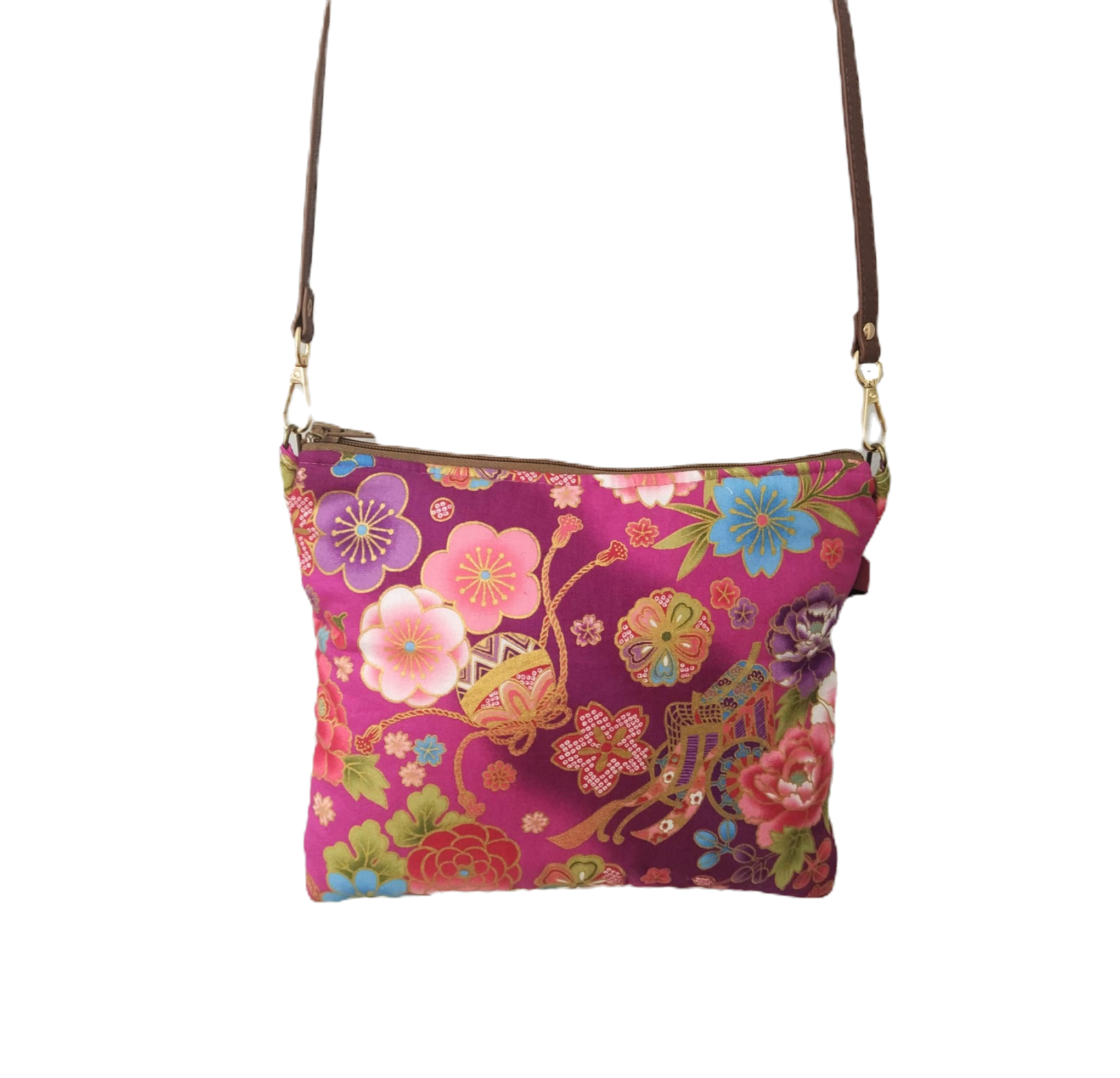 Bolso Urban - Flores Japonesas Fondo Fucsia